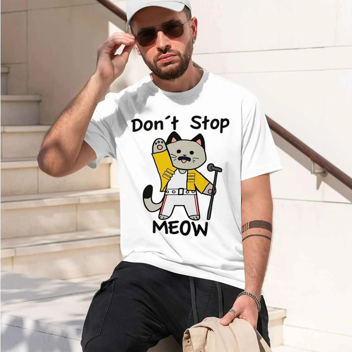 n't Meow T-Shirt Funny Printed T Shirt Man Vintage Men's T-shirts Casual Unisex Short Sve Man 2026 New Model Short-sleeve crewne