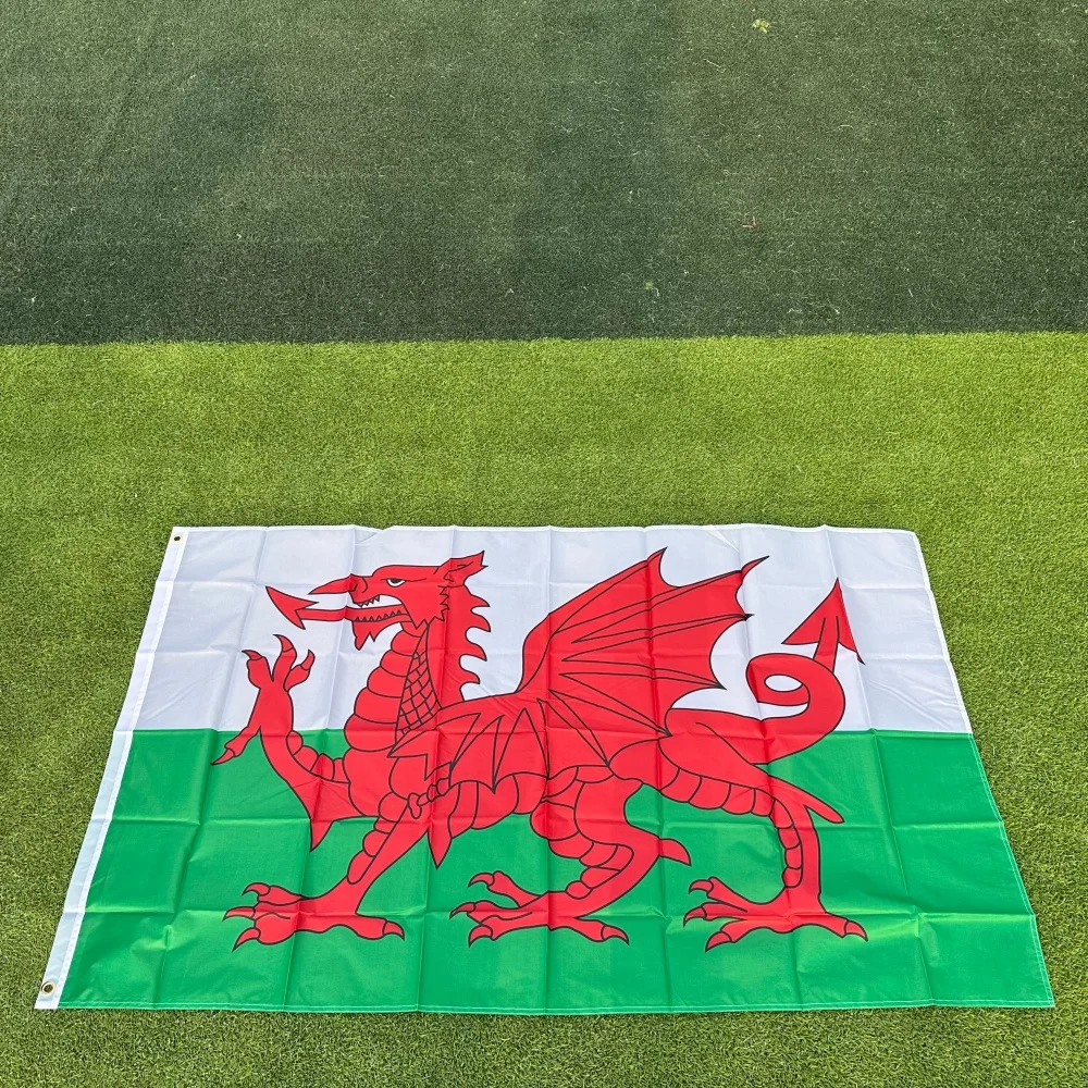 FlagGo Wales Flag 150x90cm 3x5 FT Welsh National Flag Red Dragon Polyester Double Stitched Outdoor Indoor Decoration