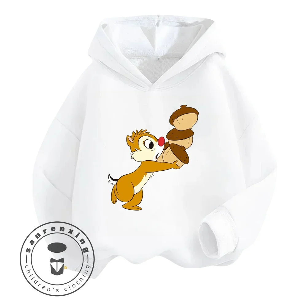 Cute Chic Long Sleeve with Chip \'n\' Dale Cartoon Characters Design Children\'s Spring Autumn Antibacterial Anti Wrinkle Hoodie