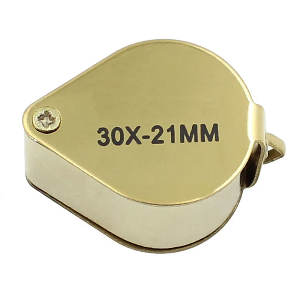 مكبر مجوهرات محمول للجيب، فضي وبسيط، ذهبي اللون، فحص الكائن عند 30 تكبير، جيد للطوابع العتيقة