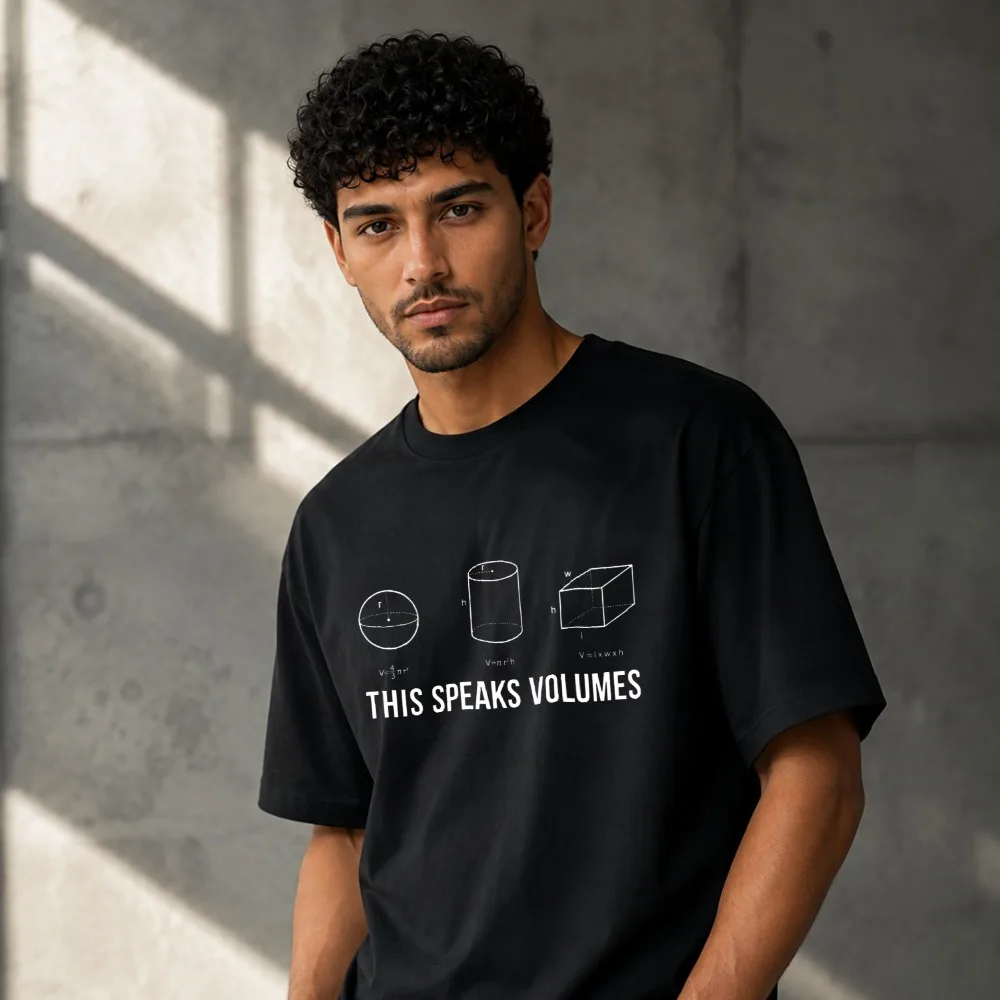 This Speaks Volumes Math Volume Formula Geometry Graphic Men Modal T‑Shirt Print Short Sleeve Tees Soft Lightweight Casual Tops
