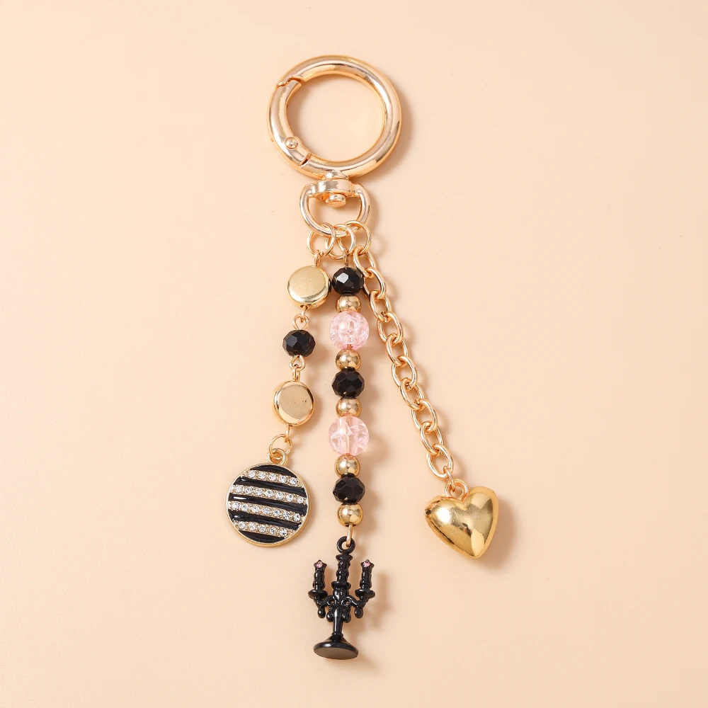 Aihua Luxuriöser Perlen-Kerzenhalter Schlüsselanhänger für Frauen und Mädchen Schlüsselring Anhänger Handtaschen-Deko DIY Schmuck Geschenke – Detail 9