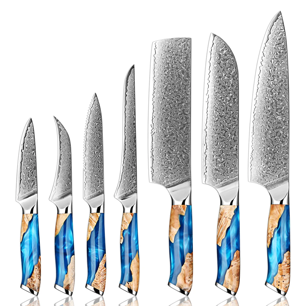 

Damascus Kitchen Knife Set 1-7 PCS Japanese Knives VG10 Steel Core,Ultra-Sharp Professional Chef Knife Set and Full Tang Handle