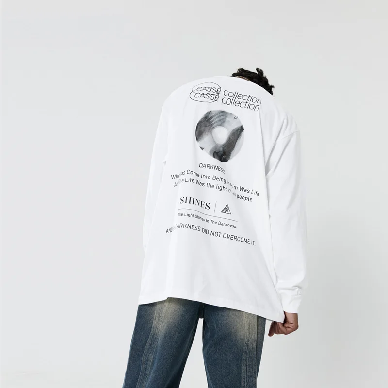 

FOAG American autumn and winter heavy printing cotton men and women with the same basic long-sleeved T-shirt