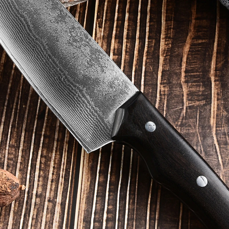 Chef Knife Wood Handle Damascus Steel Blade Sharp Cleaver Fish Meat Slicing Vegetables Professional Kitchen Knives Cooking Tools