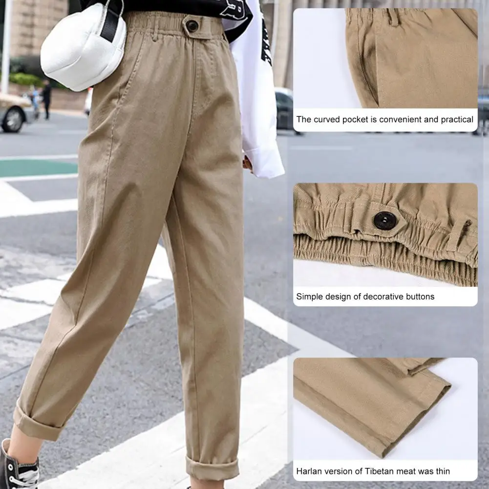 Casual  Harem Pants Loose Skin-friendly Cropped Trousers Breathable 3 Colors Women Pants for Girls