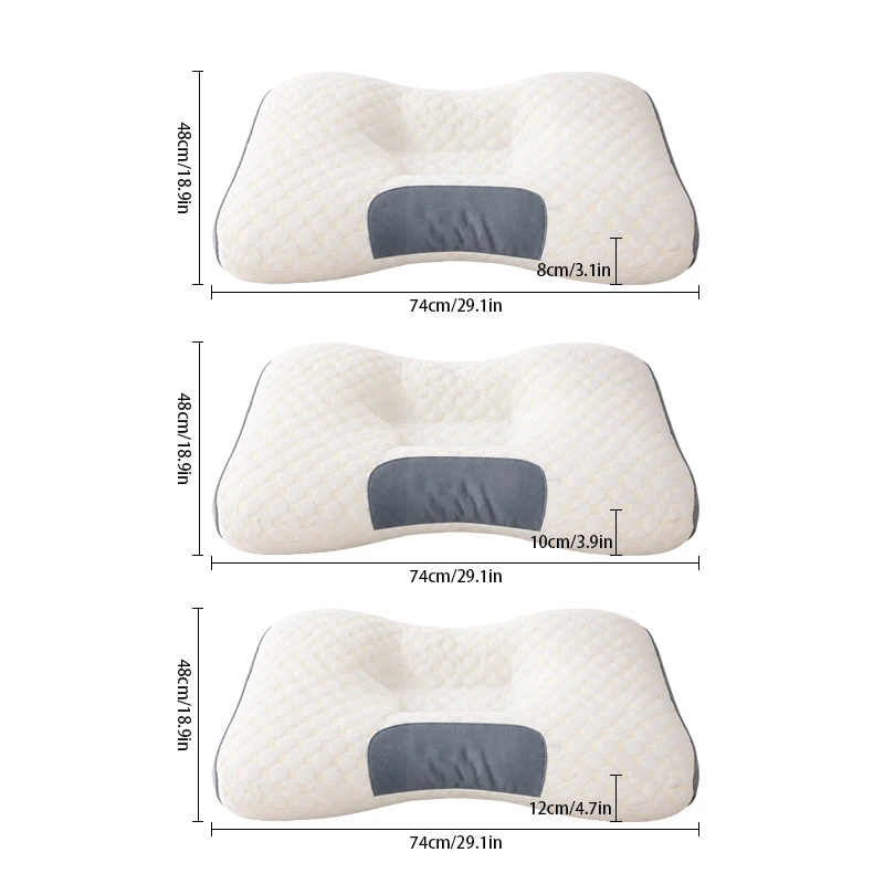1PC Ergonomic Cervical Pillow, SPA Massage Contour, Orthopedic Support, Multiple Heights, Relieve Neck Strain