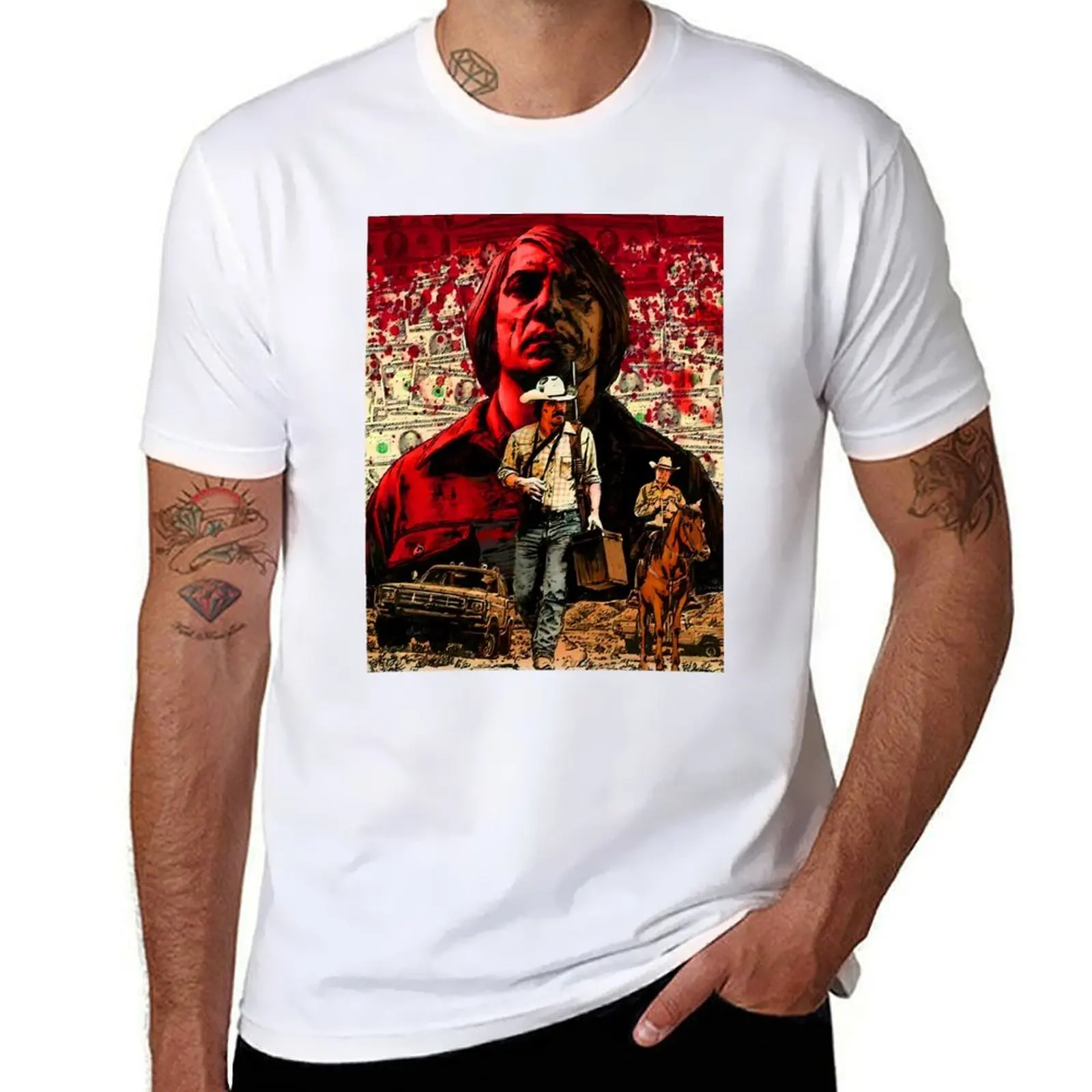 

no country for old men artwork 2 T-Shirt shirts graphic quick-drying graphic shirts valentines clothes t shirts men