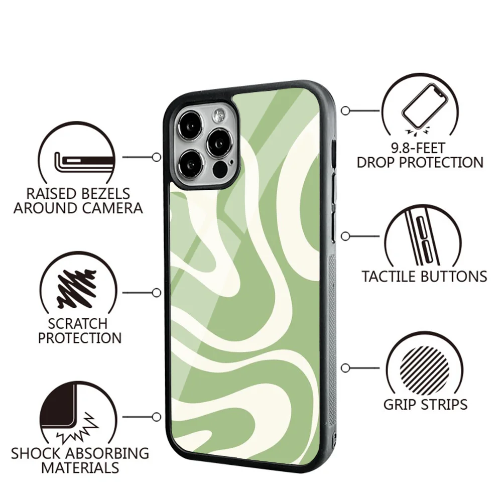 Abstract Swirl Pattern Phone Case For IPhone 16 16pro 16plus 16promax Pro Plus Max Mirror Acrylic PC TPU Cover