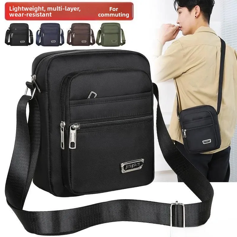 Thickened Canvas Multi-layer Business Money Bag Men Women Single Shoulder Bag Casual Slant Carry for Elderly with Inner Water...
