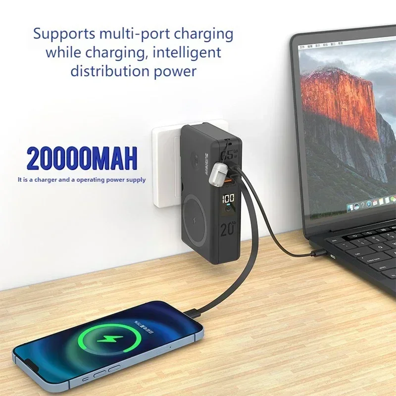 FERISING Qi2 Certified Magnetic Power Bank 20000mAh GaN 65W Fast Charging with LED Display MagSafe Compatible for iPhone 15/14