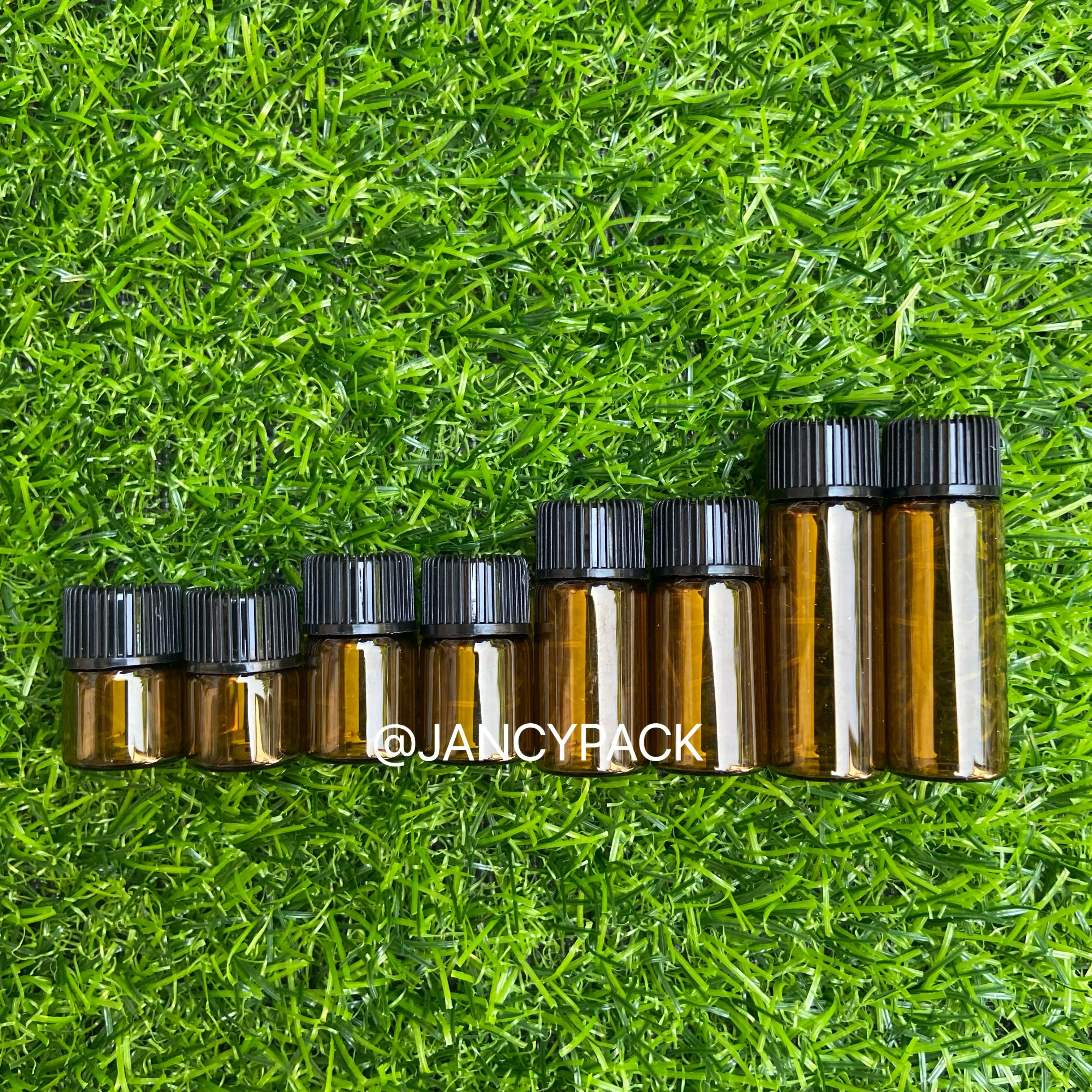 

1/2/3/5ml Mini Essential Oil Bottle Sample Jar Orifice Brown Reducer&Cap Refillable Bottles Glass Vials Cosmetic Container