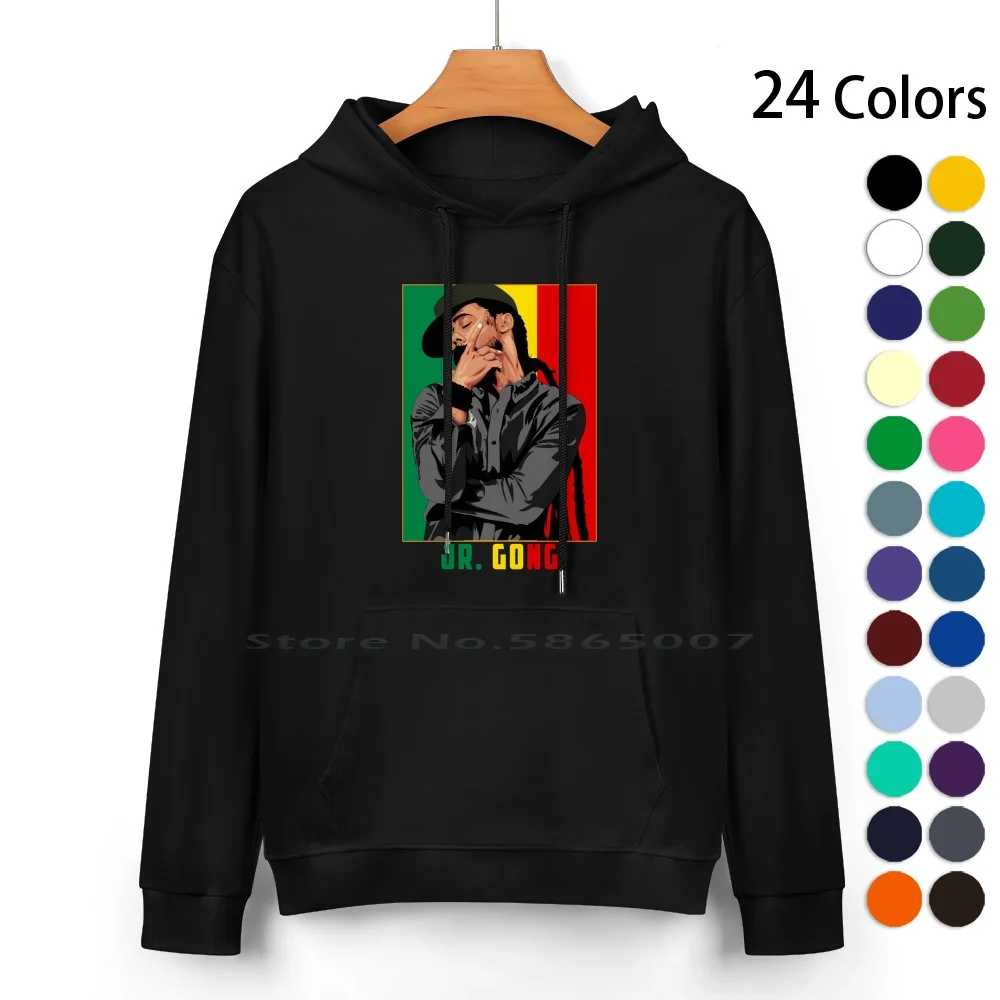 

Jr Gong Pure Cotton Hoodie Sweater 24 Colors Damian Marley Jr Gong Gongzilla Gong Zilla Rastafarian Jah Army Tuff Gong 100%