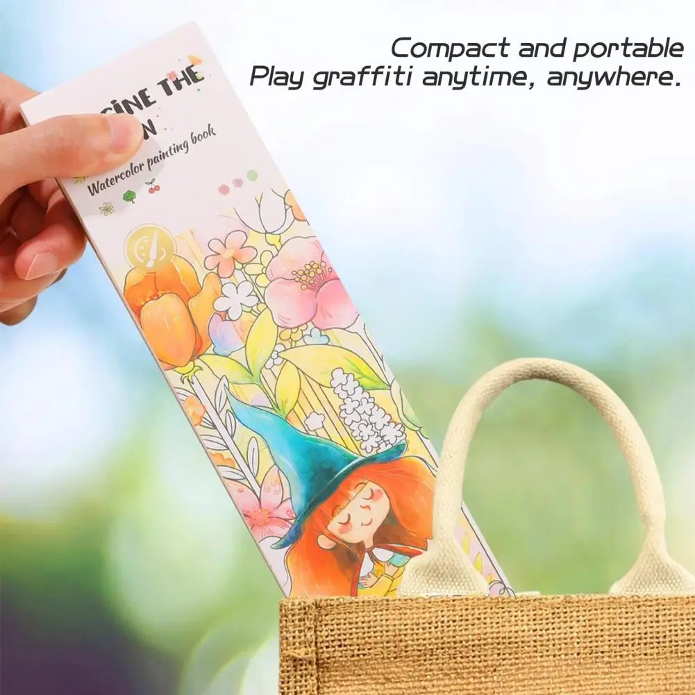 Книжка для рисования для малышей, портативная книжка-раскраска для акварели для детей с кистью, 20-страничная карманная рабочая тетрадь для рисования своими руками для малышей