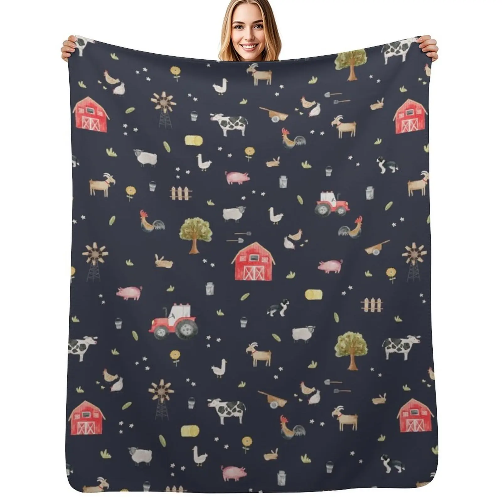 

The Farmyard Throw Blanket Ultra Plush Cozy Blanket for Napping Sleeping