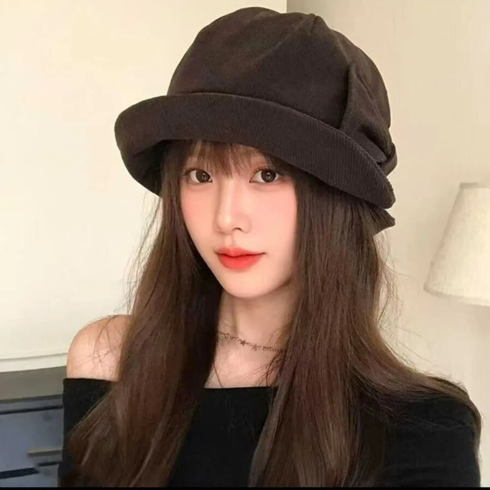 Slit Front Women's Bucket Hat Warm Construction Cold Resistant Vintage Bucket Hat Comfortable Fit Bow Bucket Hat Outdoor Wear