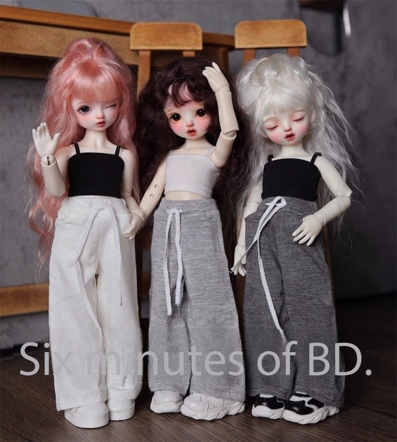 bjd 인형 옷은 1/6 1/4 1/3 75cm 삼촌 사이즈의 조임 끈 신축성 있는 허리 캐주얼 바지와 긴 바지에 적합합니다.