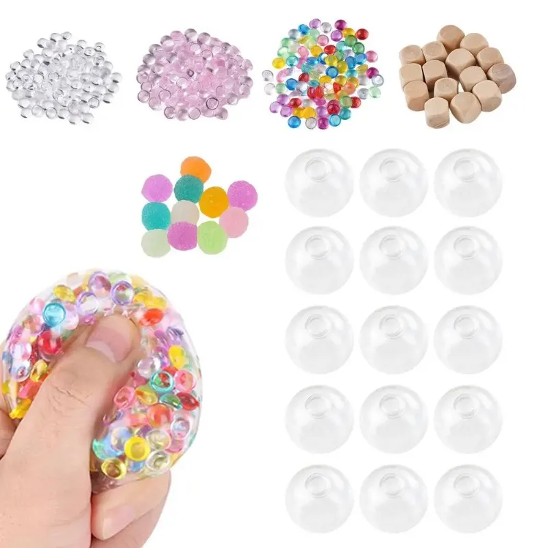 DIY Vacuum Squeeze Ball Stress Relief Kit Blank Ball Skins with Lids Filling Accessories Foam Beads Glitter Slow Rebound Toys