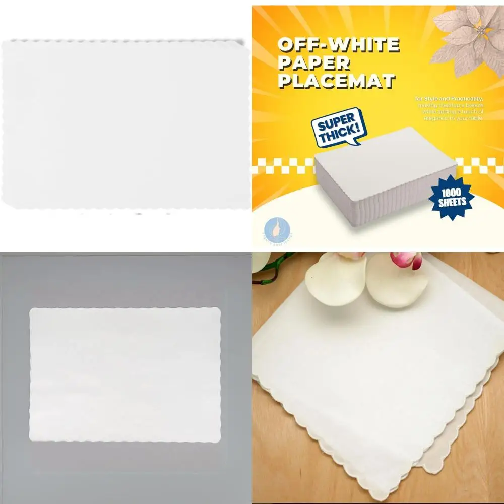 

Disposable Rectangular Placemats Off-White Scalloped Edge - Ideal for Parties and Casual Dining - Durable and Elegant Table Line