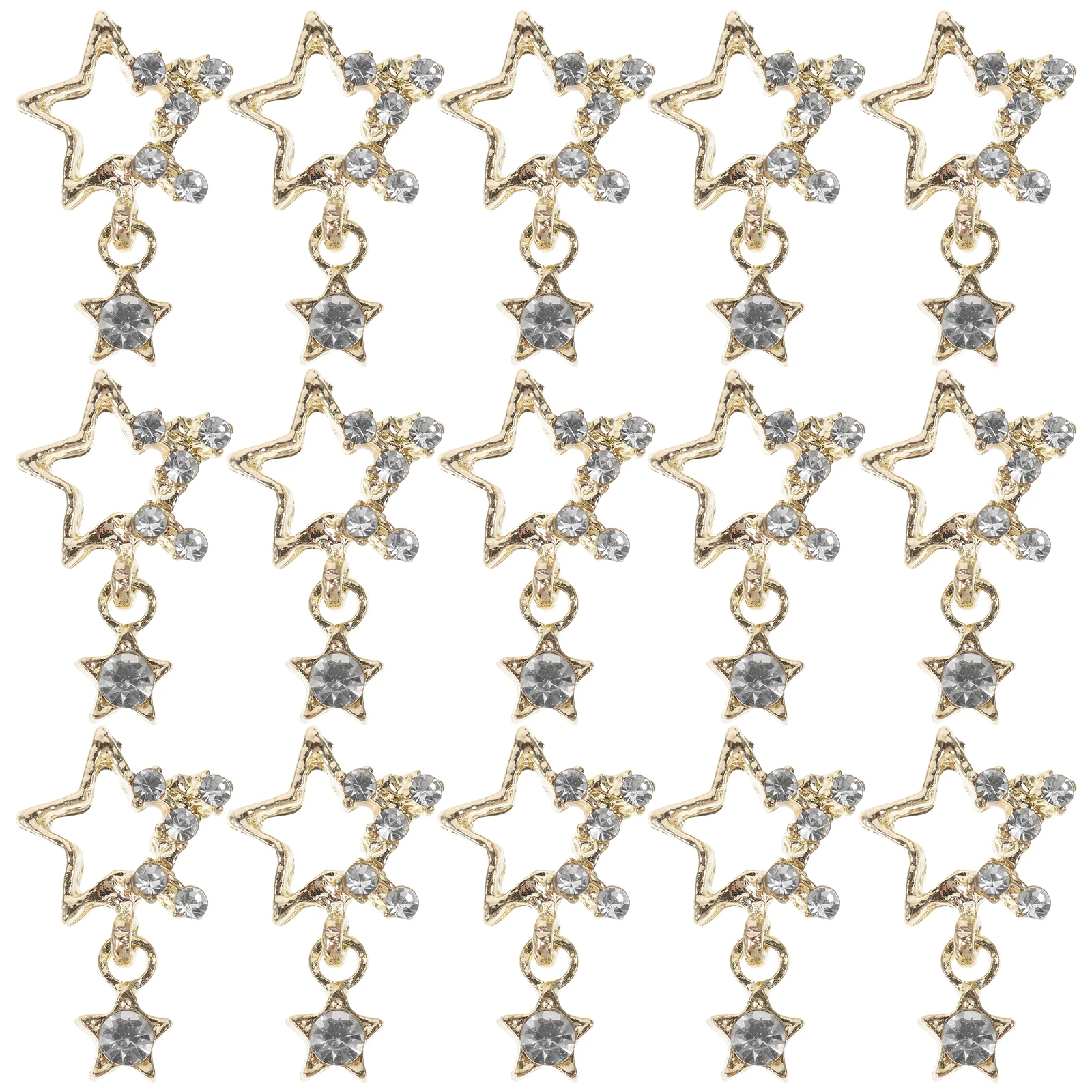 

20pcs Decorations Silver Star Charms Pendant Gems Nail Rhinestones For Acrylic Nails 3D Nail Art Supplies Bulk Accessories