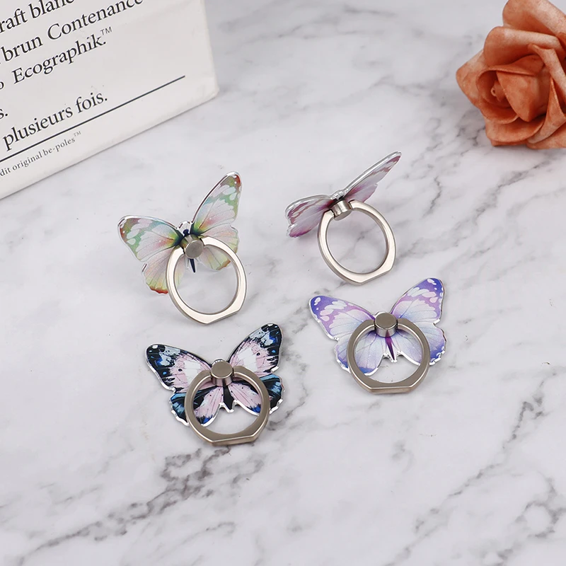 1PCS New Universal Beautiful Butterfly Mobile Phone Handle Holder Finger Ring
