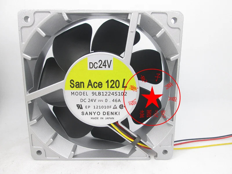 

SANYO DENKI 9LB1224S102 DC 24V 0.46A 120x120x38mm 3-Wire Server Cooling Fan