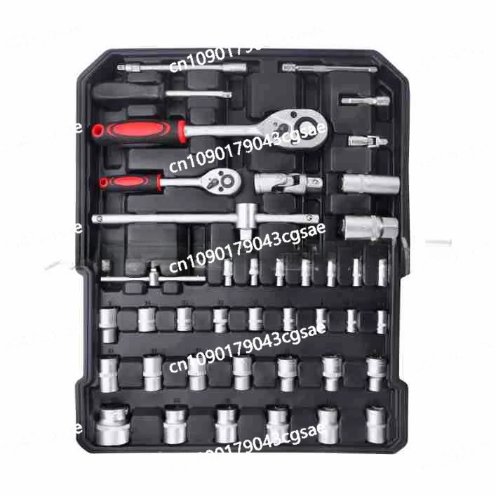 187-Piece Aluminum Case Combination 408 Wrench Household Hardware Set Auto Repair Aluminum Trolley Case Sleeve