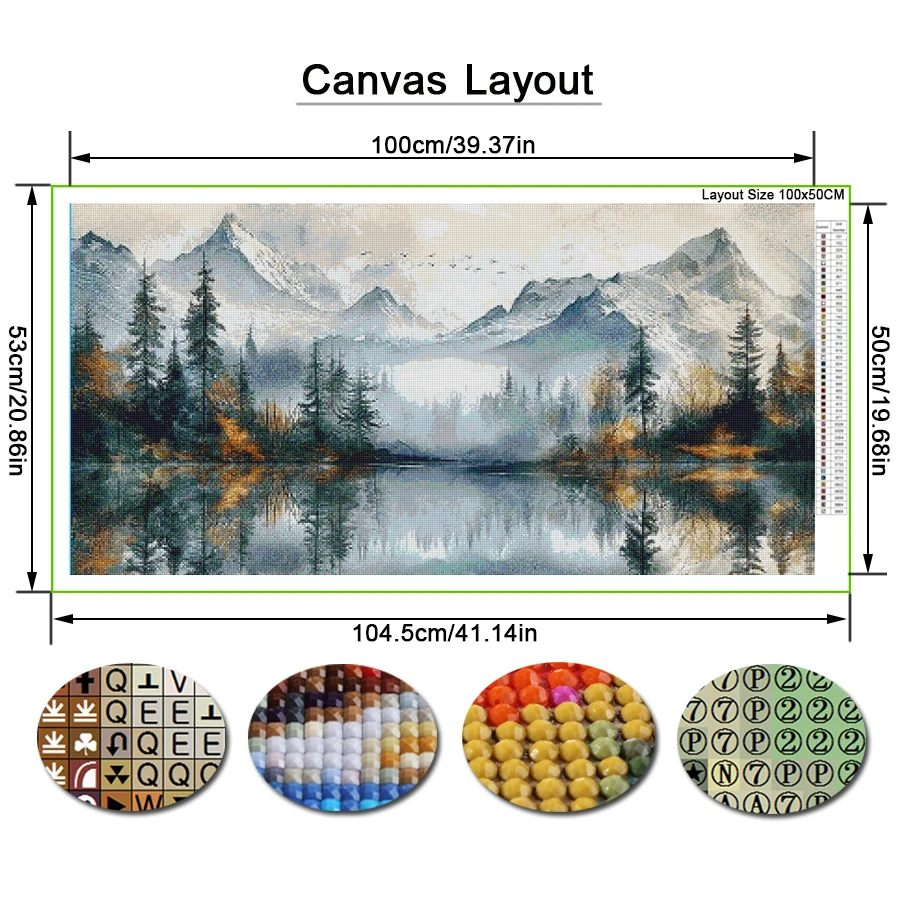 Diy Diamond Embroidery Abstract Mountain and Lake Scenery Large Diamonds Art Painting Landscape Full Jewelry Cross Stitch Kits