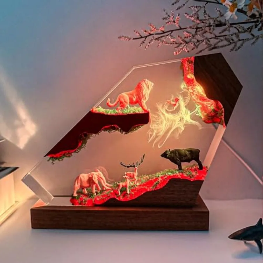 

Ручная работа, 3D-фигурка «Король леса» с RGB-подсветкой, ночник для офиса, уникальный подарок.