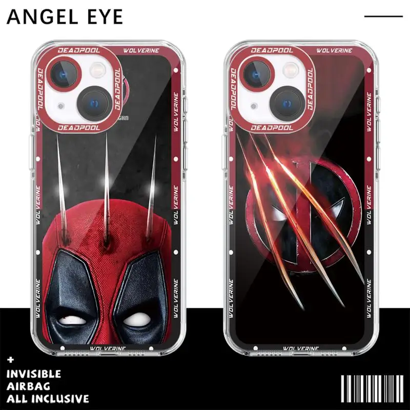 phone case For iPhone 14 13 12 Mini 11 Pro Max 15 8 X XR XS MSX 6 6S 7 SE 15Plus Clear fundas cover Marvel Deadpool Vs Wolverine