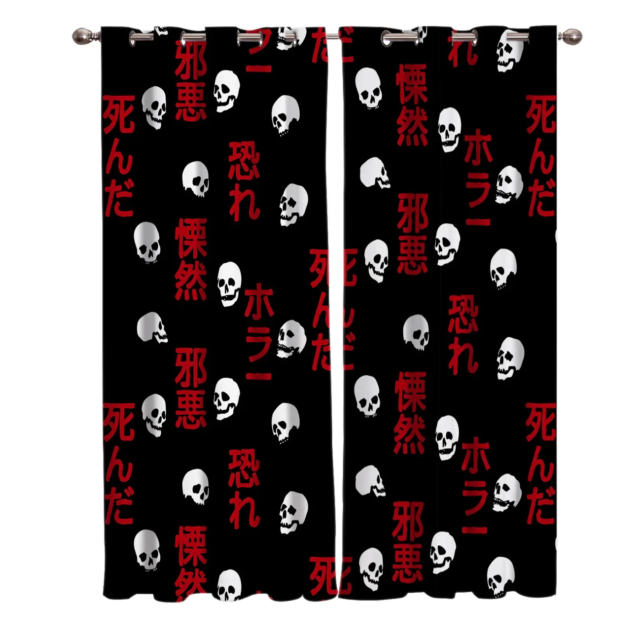 Scary Skull Curse Window Curtain Bedroom Fabric Decor Curtain Panel Curtains for Living Room