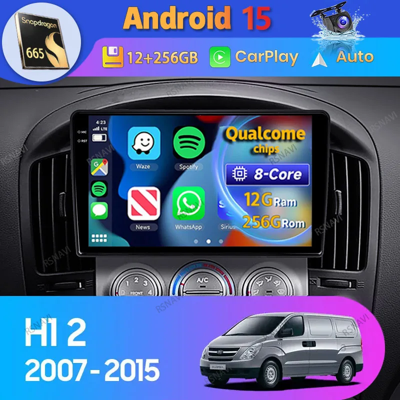 Android 15 Car Radio For Hyundai H1 2 TQ 2007 2008 - 2015 Carplay Auto Multimedia Player GPS Stereo Video 360 Camera Navigation