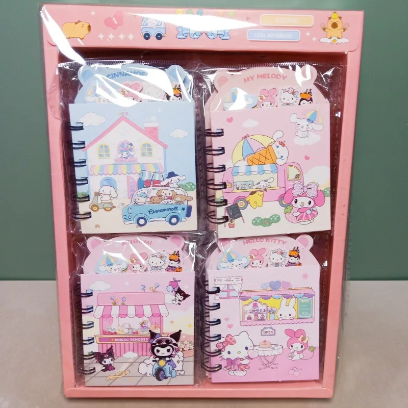 4/24Pcs New Cartoon Anime Separated Page Color Notebook Stitch Kuromi Melody Student Supplies wholesale