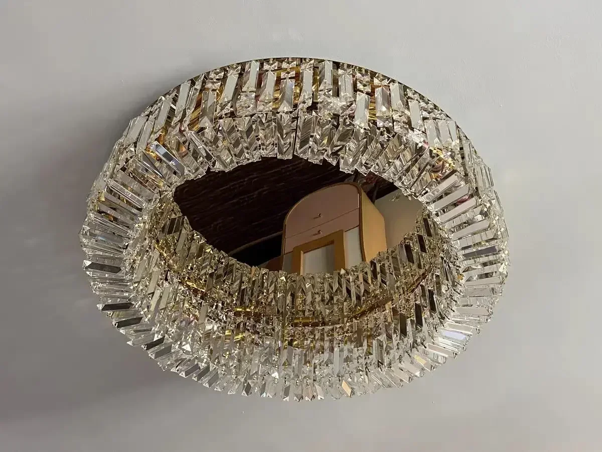Plafoniera rotonda in cristallo a LED, montaggio moderno da incasso per soggiorno, camera da letto, sala da pranzo, ristorante, apparecchio di illuminazione domestico di lusso