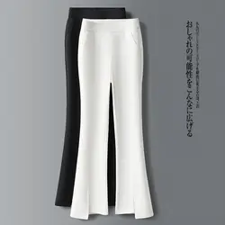 Split Micro Flared Pants Women's Spring/summer 2024 New High Waist Irregular Casual White Flared Pants