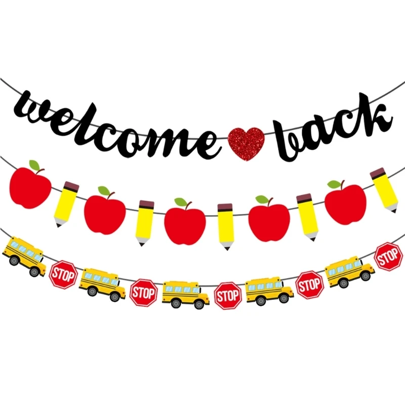 Classroom Wall Back to School with 3 Paper Hanging Decoration for School Season J0MC