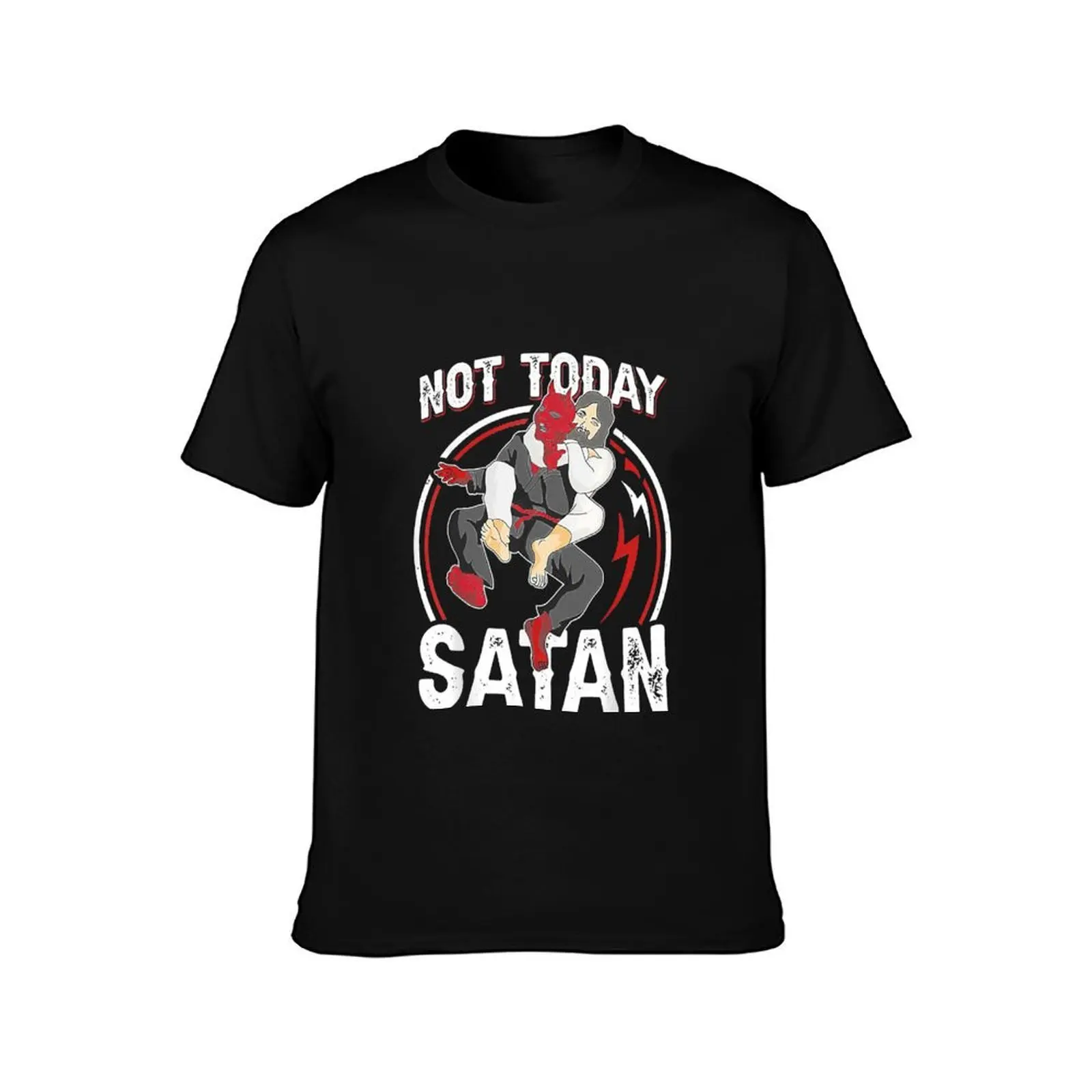 JIU JITSU Not Today Satan T-Shirt, Summer Casual Cotton Tee, Oversized Streetwear Tops, Vintage Graphic Print, Unisex Men Women