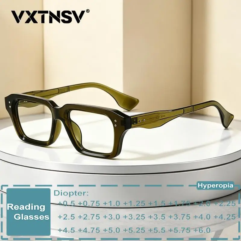 New Square Frame Anti Blue Light Reading Glasses Men Women Fashion Prescription Optical Eyewear Photochromic Presbyopic Eyeglass