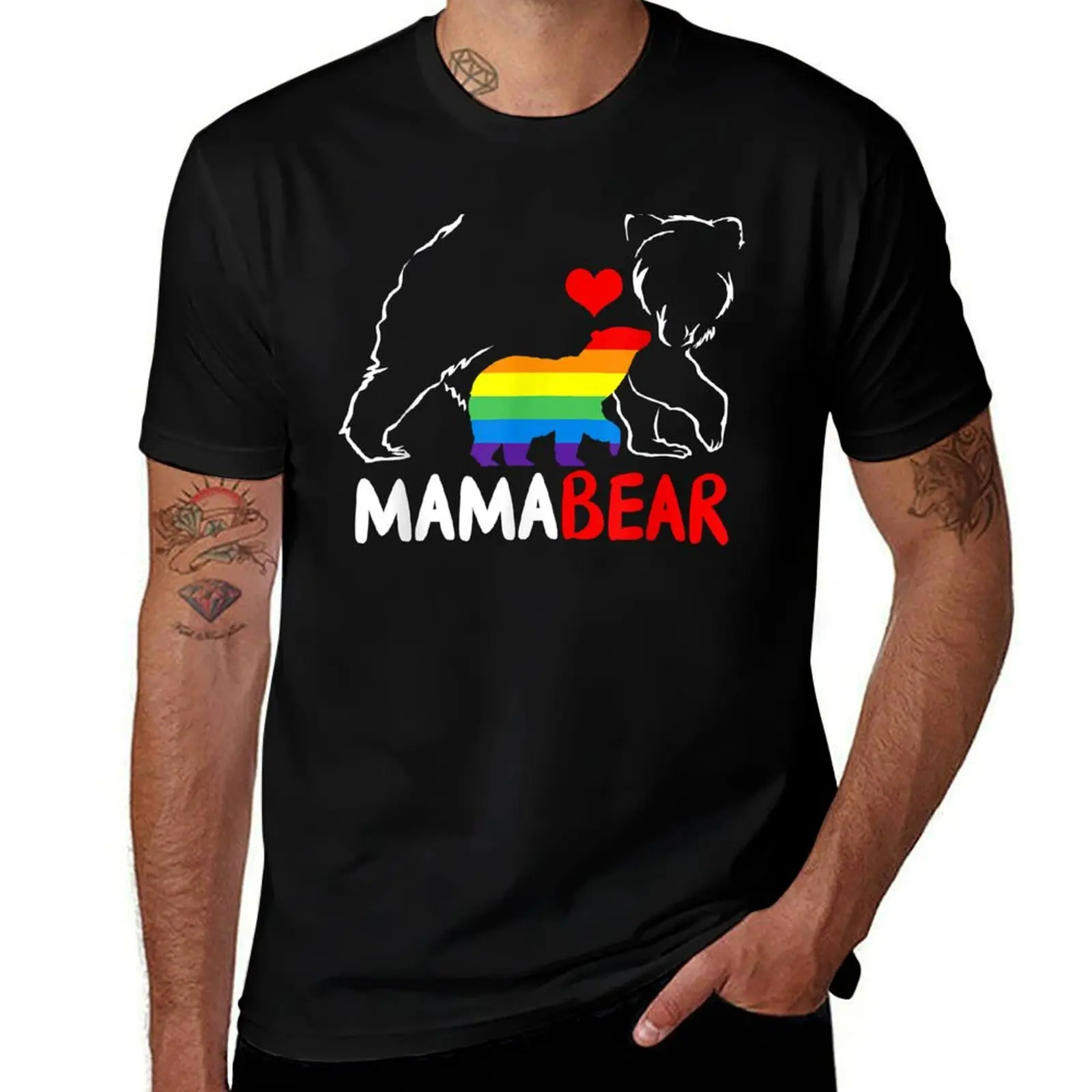

Mama Bear Proud Mom Rainbow Flag LGBT Pride Mother's Day T-Shirt valentines boutique clothes anime blacks mens tall t shirts
