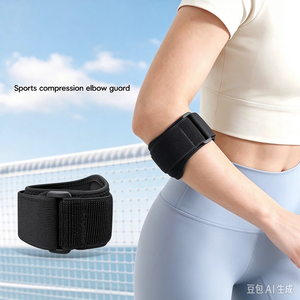 Compression Elbow Brace Support Straps 1 piece Dual Layers with Gel Pad Adjustable Band for Tennis Golfer