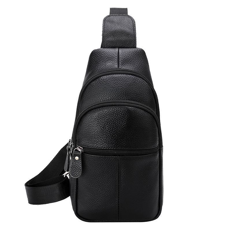  Genuine Leather Chest Pack Men's Large-capacity Cowhide Shoulder Bag Business Commuter Men's Crossbody Bag Phone Storage Bag 
