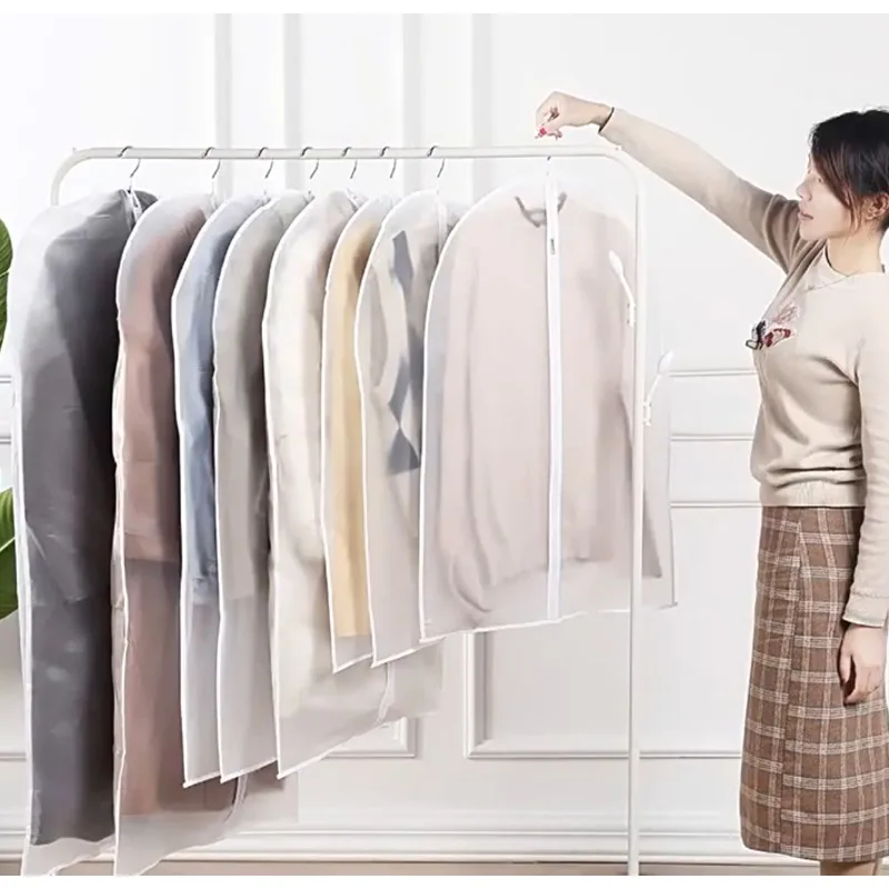 

Прозрачная полностью закрытая подвесная крышка для одежды, пыленепроницаемая сумка для хранения с застежкой-молнией, идеально подходящая для свадебного платья, костюма, блейзера и пальто