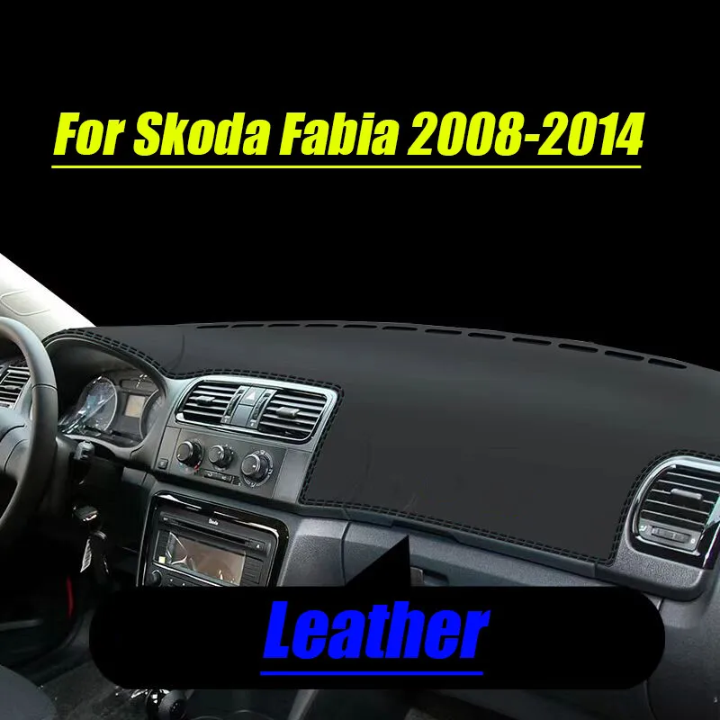 

For Skoda Fabia 2008-2014 Leather Dashboard Dash Protector Pad Mat Cover Black
