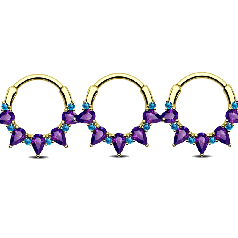 Zircon Nose Ring Hoop with Gemstone Design