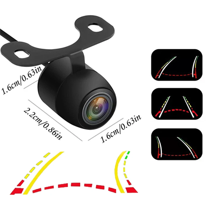 Dynamic Trajectory Car Backup Camera with Night Vision - Universal Fit, Flush Mount Design, Includes Installation Kit