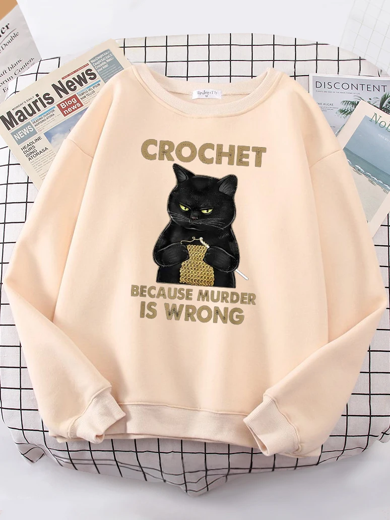 Crochet Because Murder Is Wrong Women\'s Hoody Fashion Fit Sweatshirt Casual Fleece Oversized Hoody Hip Hop All-match Tracksuit