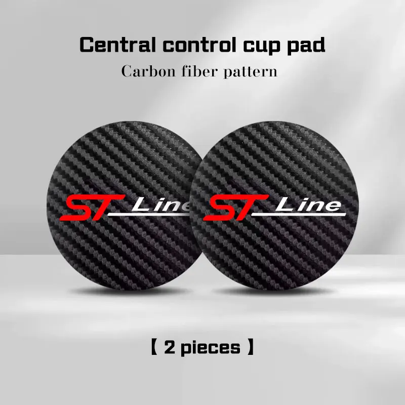 Anti-Scratch 2Pcs Carbon Fiber Leather Auto Cup Coaster Non Slip Mat for Focus Mondeo Kuga Explorer Ranger Mustang