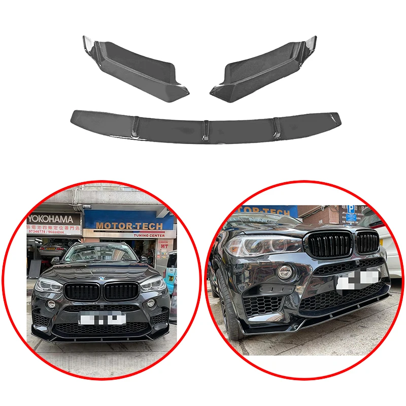 For BMW X5M F85 X6M F86 2015-2018 High Quality ABS Car Front Lip Bumper Spoiler Body Kit Glossy Black Carbon Fiber Look