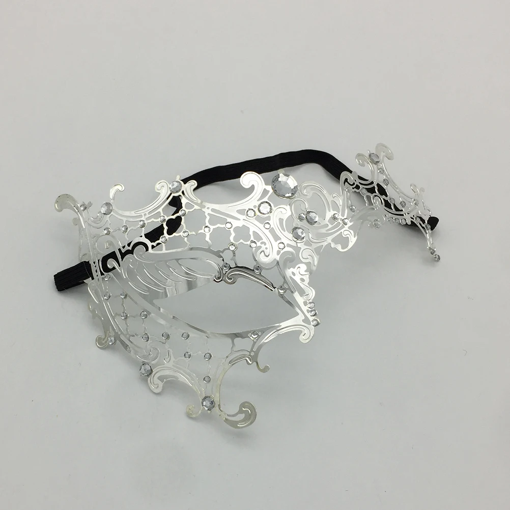 

Half Face Vintage Style Silver Rhinestone Lightweight Adjustable Cosplay Mask for Halloween Carnival Masquerade