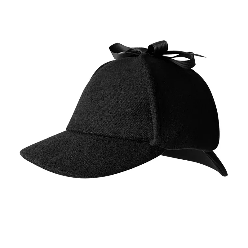 Double Brim Ear Protection Sherlock Holmes Deer Stalker Cap, Vintage Detective Peaked Hat Outdoor Windproof Casual Hat